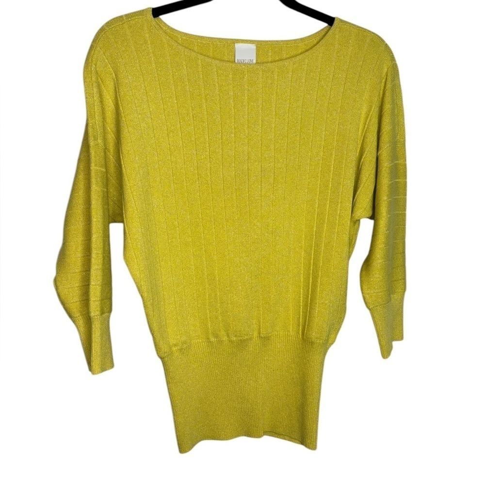Madeleine Yellow Sparkle Knit Sweater Size 4